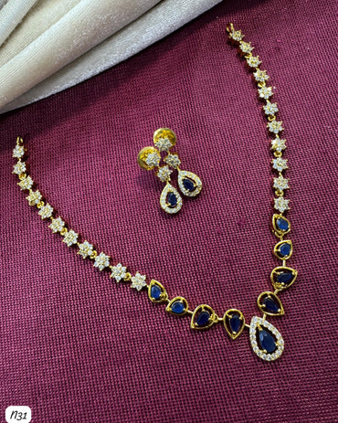 Elegant Gold-Plated Necklace & Drop Earrings Set with Gemstones & Sparkling Crystals