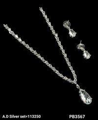 American Diamond Silver Plated Necklace Set
