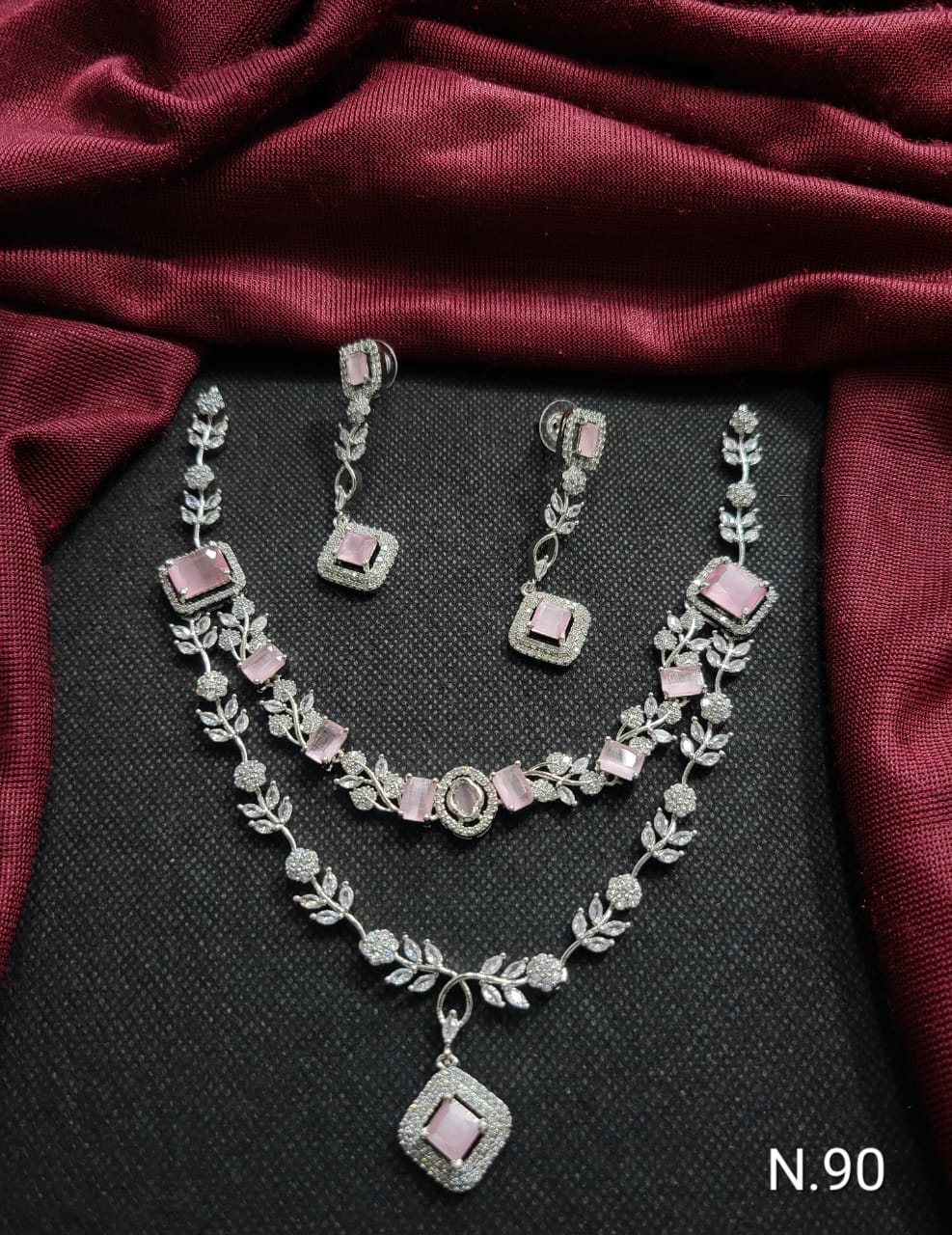 Elegant Double-Layer AD Stone Necklace Set with Earrings