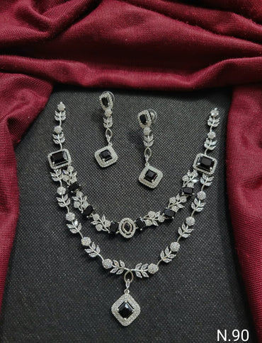 Elegant Double-Layer AD Stone Necklace Set with Earrings