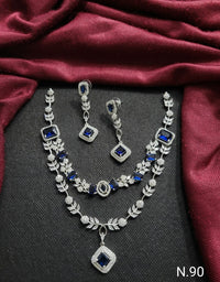Elegant Double-Layer AD Stone Necklace Set with Earrings