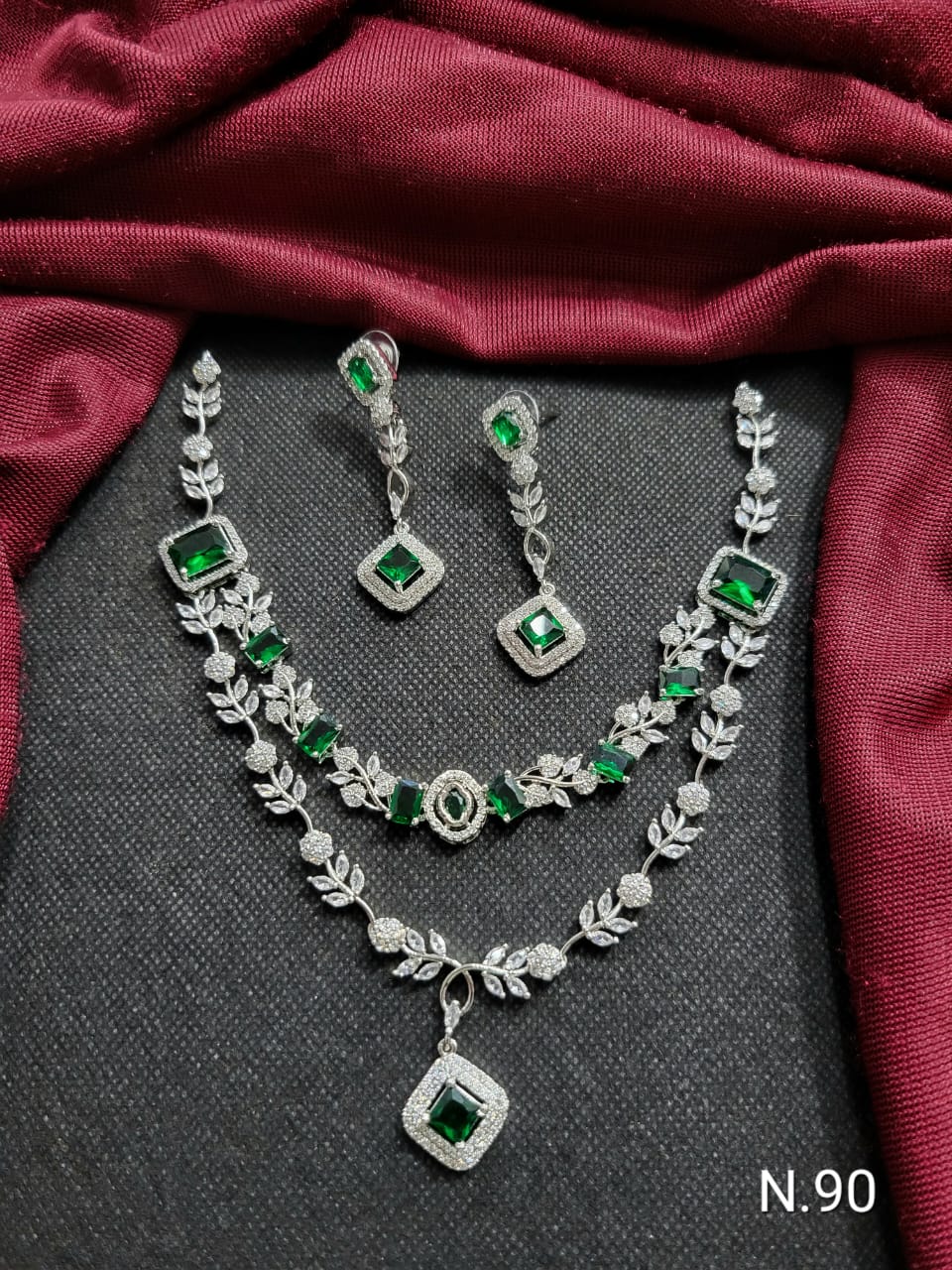 Elegant Double-Layer AD Stone Necklace Set with Earrings