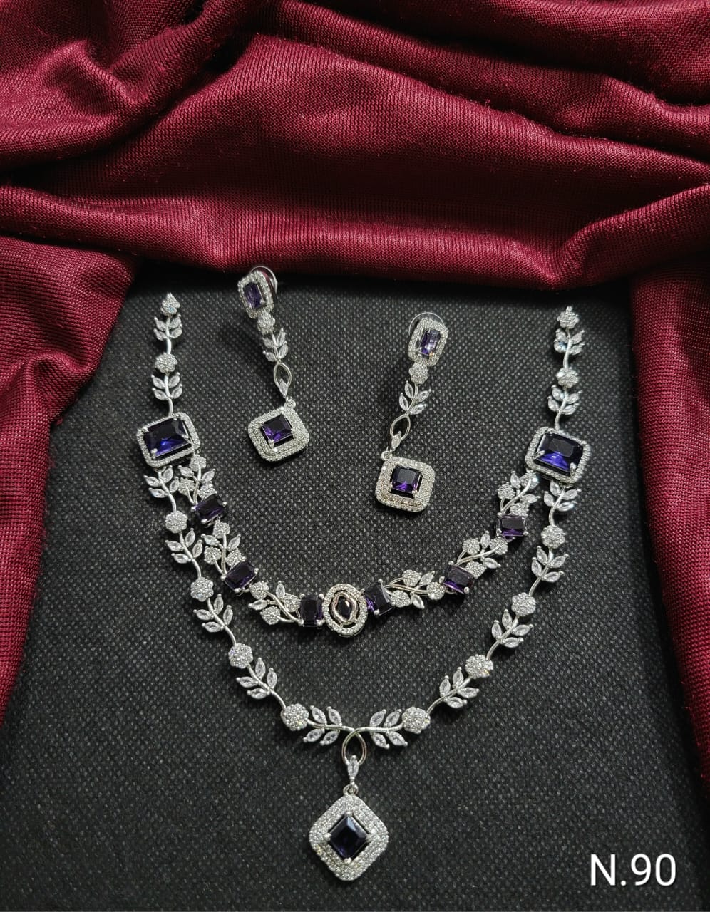 Elegant Double-Layer AD Stone Necklace Set with Earrings