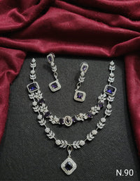 Elegant Double-Layer AD Stone Necklace Set with Earrings