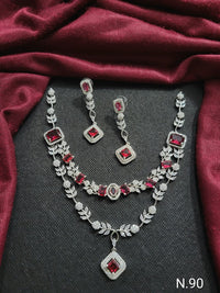 Elegant Double-Layer AD Stone Necklace Set with Earrings