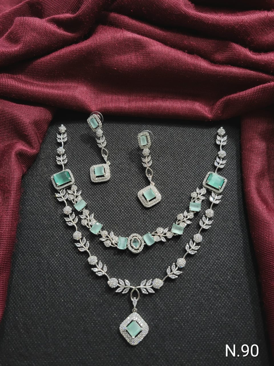 Elegant Double-Layer AD Stone Necklace Set with Earrings