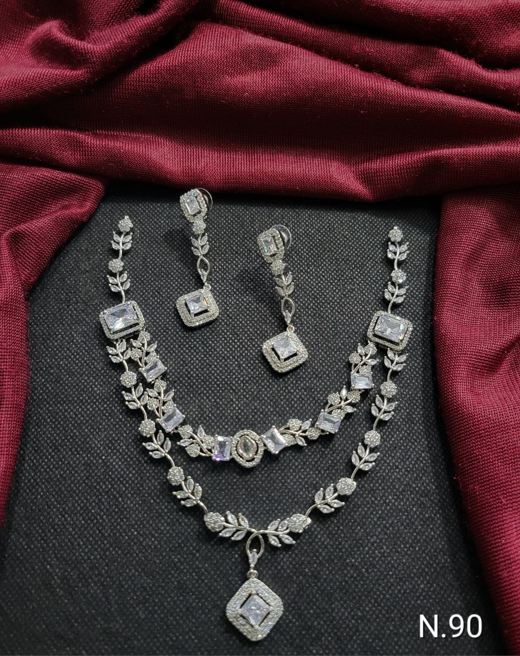 Elegant Double-Layer AD Stone Necklace Set with Earrings