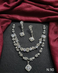 Elegant Double-Layer AD Stone Necklace Set with Earrings
