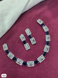Elegant Geometric Necklace and Earrings Set with Sparkling AD Stones
