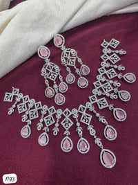 Elegant Teardrop Statement AD Necklace & Earrings Set
