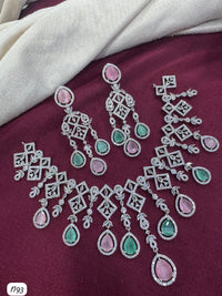 Elegant Teardrop Statement AD Necklace & Earrings Set