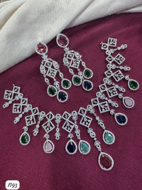 Elegant Teardrop Statement AD Necklace & Earrings Set