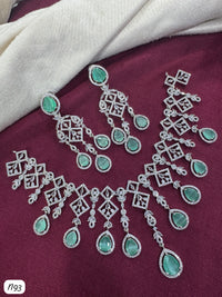 Elegant Teardrop Statement AD Necklace & Earrings Set
