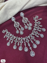 Elegant Teardrop Statement AD Necklace & Earrings Set