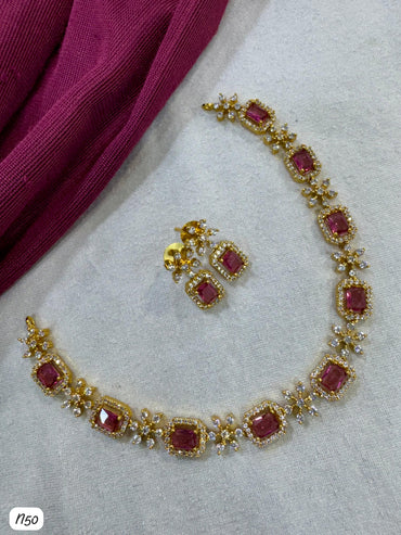 American Diamond Gold Plated Necklace Set