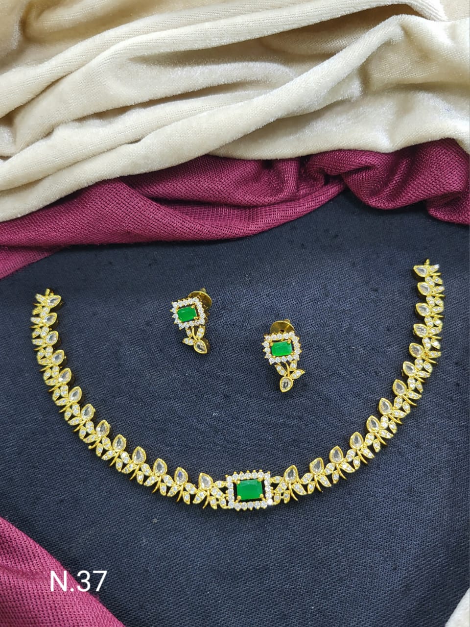 Elegant AD Stone Choker Necklace Set with Floral Detailing – Bridal & Festive Jewelry