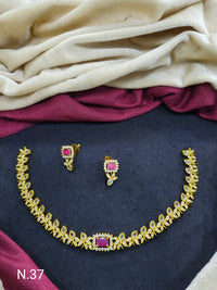 Elegant AD Stone Choker Necklace Set with Floral Detailing – Bridal & Festive Jewelry