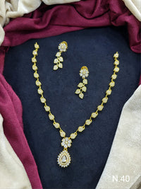 Elegant AD Floral Pendant Necklace Set with Matching Earrings