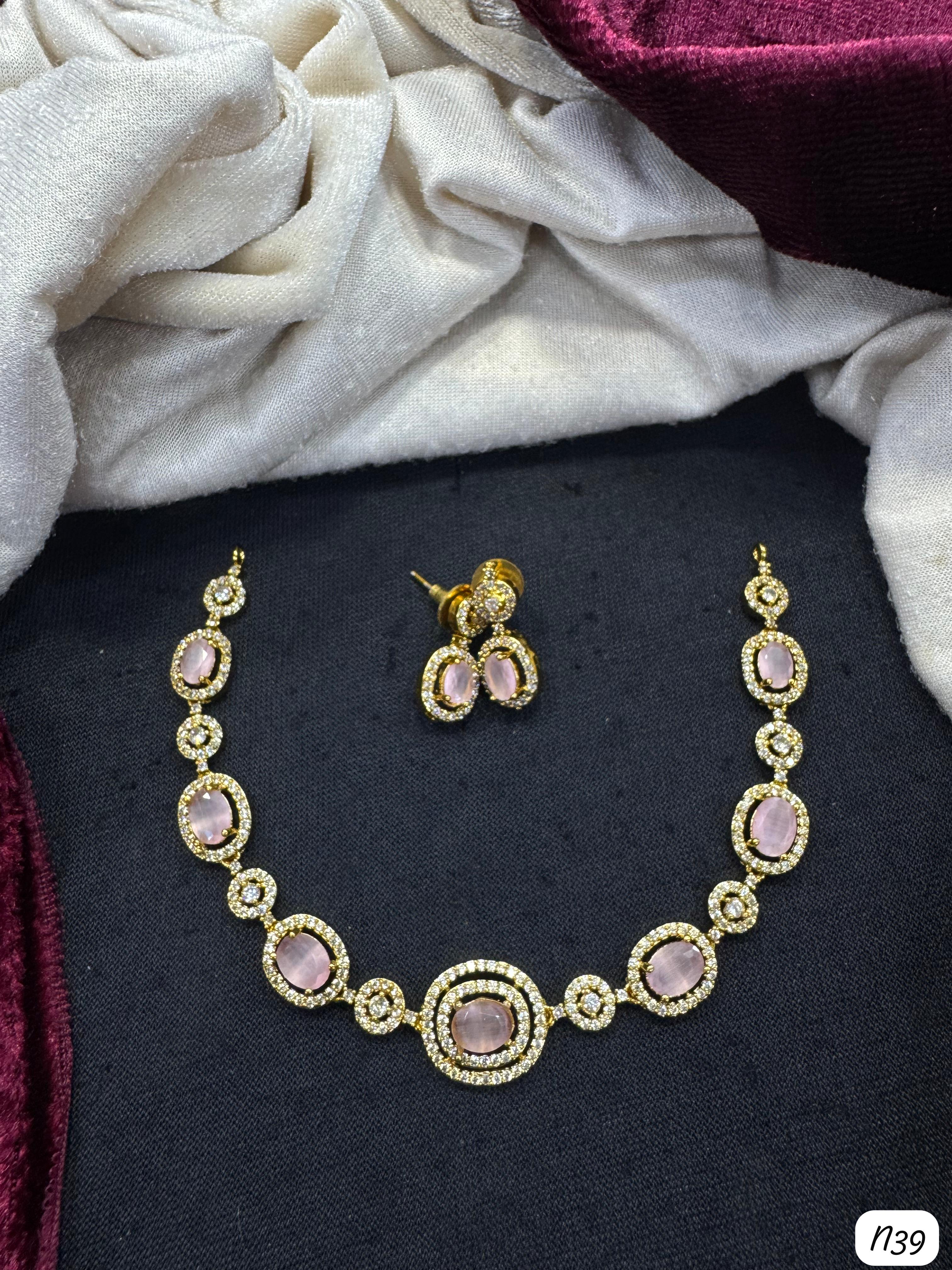American Diamond Gold Plated Necklace Set