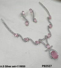 American Diamond Sliver Plated Jewellery Set