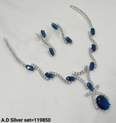 American Diamond Sliver Plated Jewellery Set