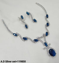 American Diamond Sliver Plated Jewellery Set