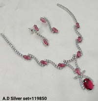 American Diamond Sliver Plated Jewellery Set