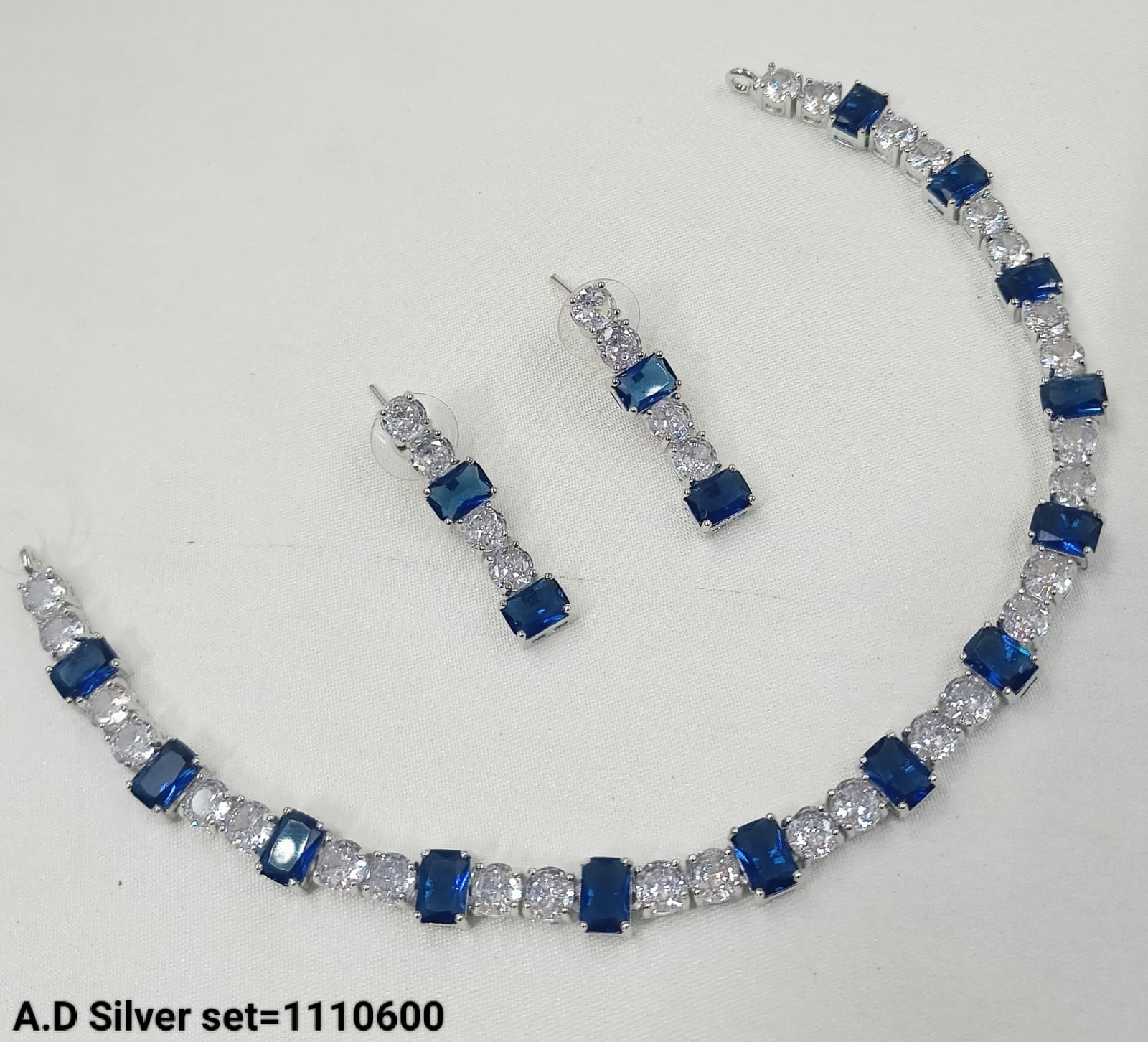 American Diamond Silver Plated Jewellery Set