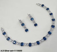 American Diamond Silver Plated Jewellery Set