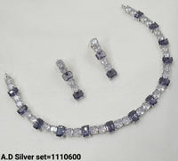 American Diamond Silver Plated Jewellery Set
