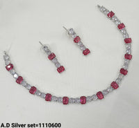 American Diamond Silver Plated Jewellery Set