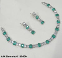 American Diamond Silver Plated Jewellery Set