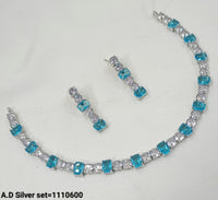 American Diamond Silver Plated Jewellery Set