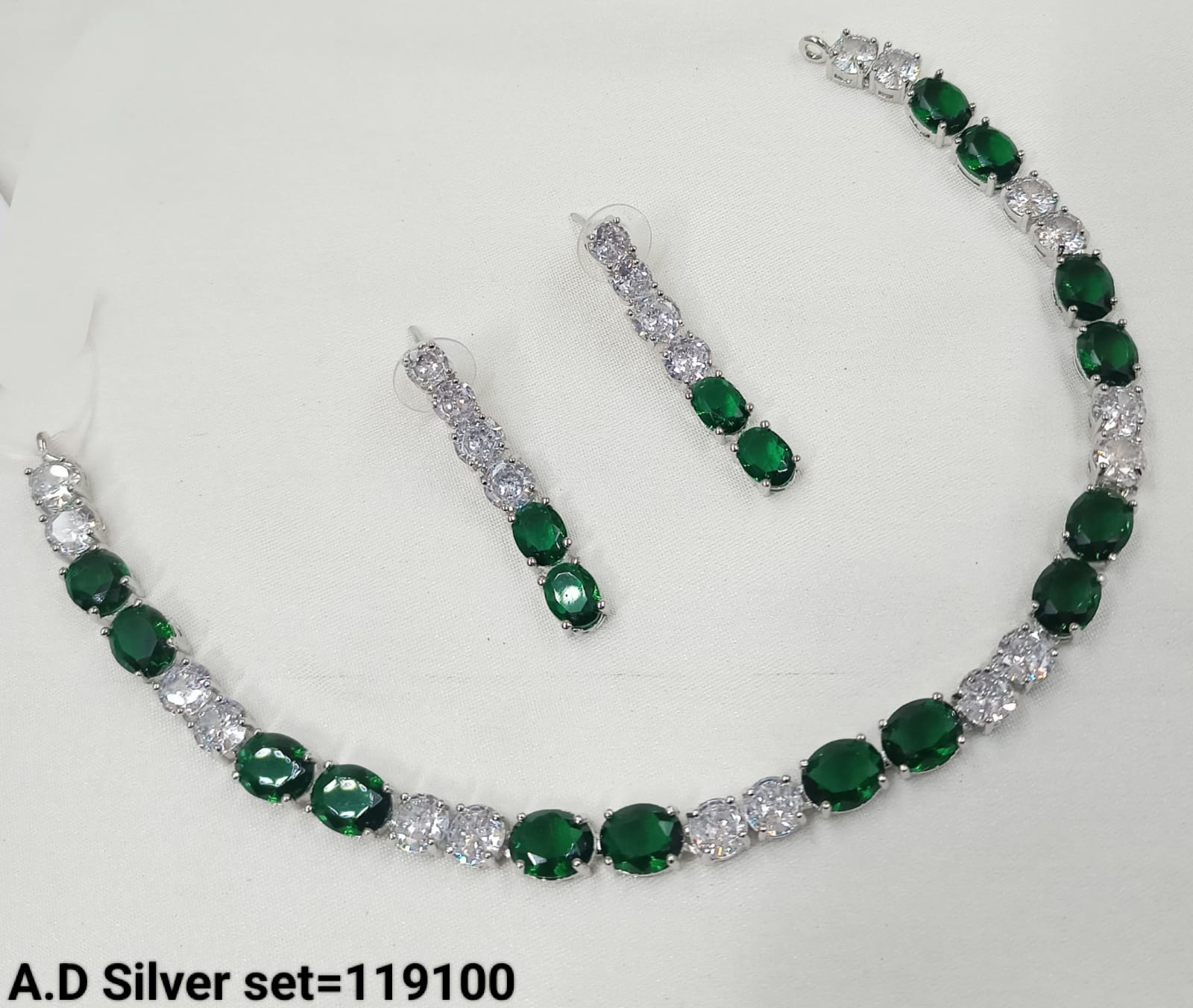 Silver Plated American Diamond Jewellery Set