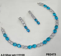 Silver Plated American Diamond Jewellery Set