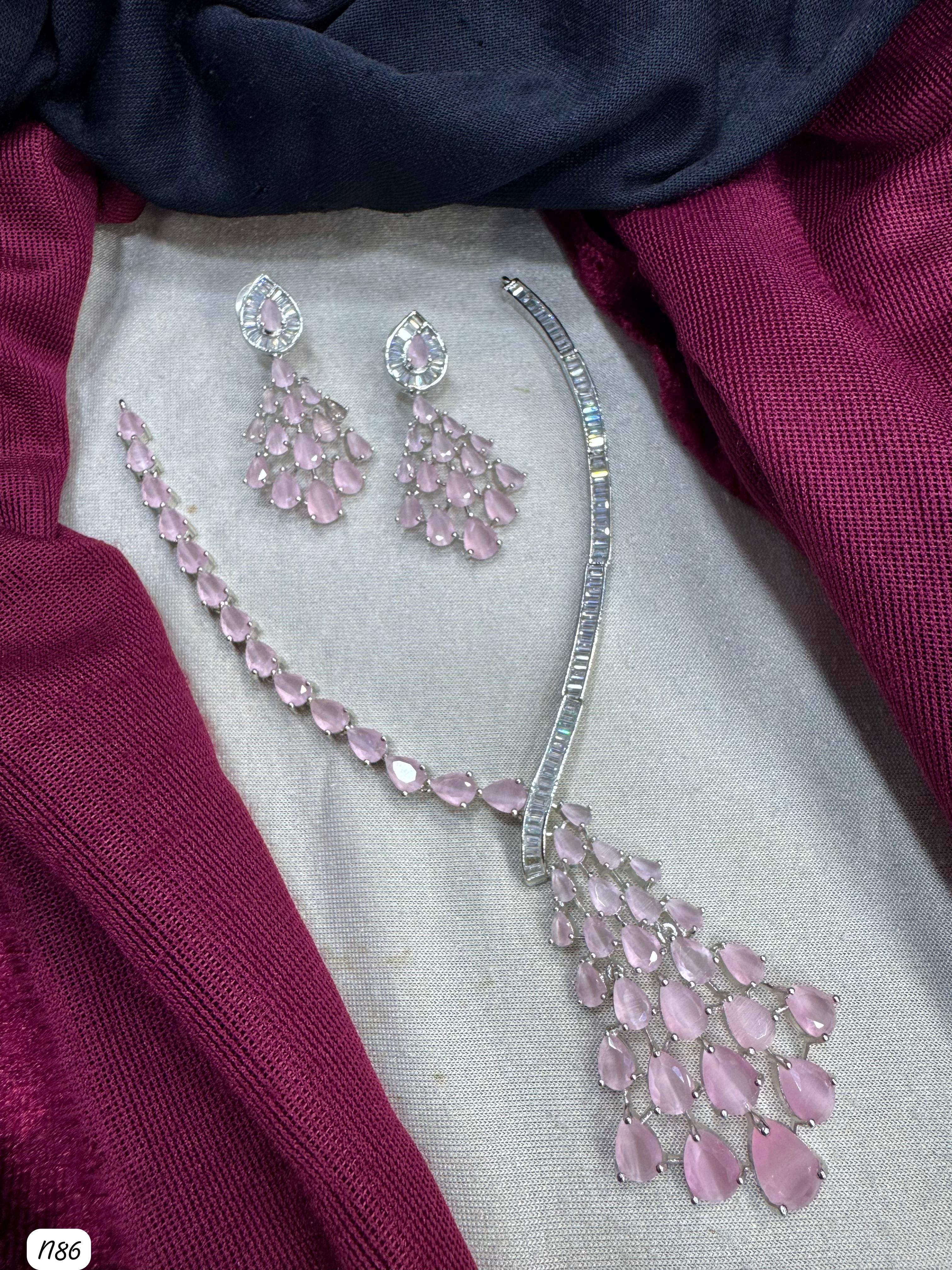 American Diamond Silver Plated Necklace set