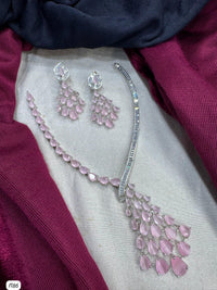 American Diamond Silver Plated Necklace set