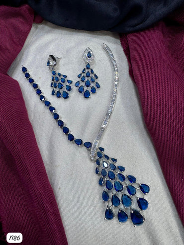 American Diamond Silver Plated Necklace set