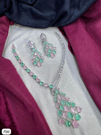 American Diamond Silver Plated Necklace set