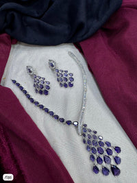 American Diamond Silver Plated Necklace set