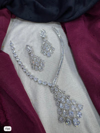 American Diamond Silver Plated Necklace set