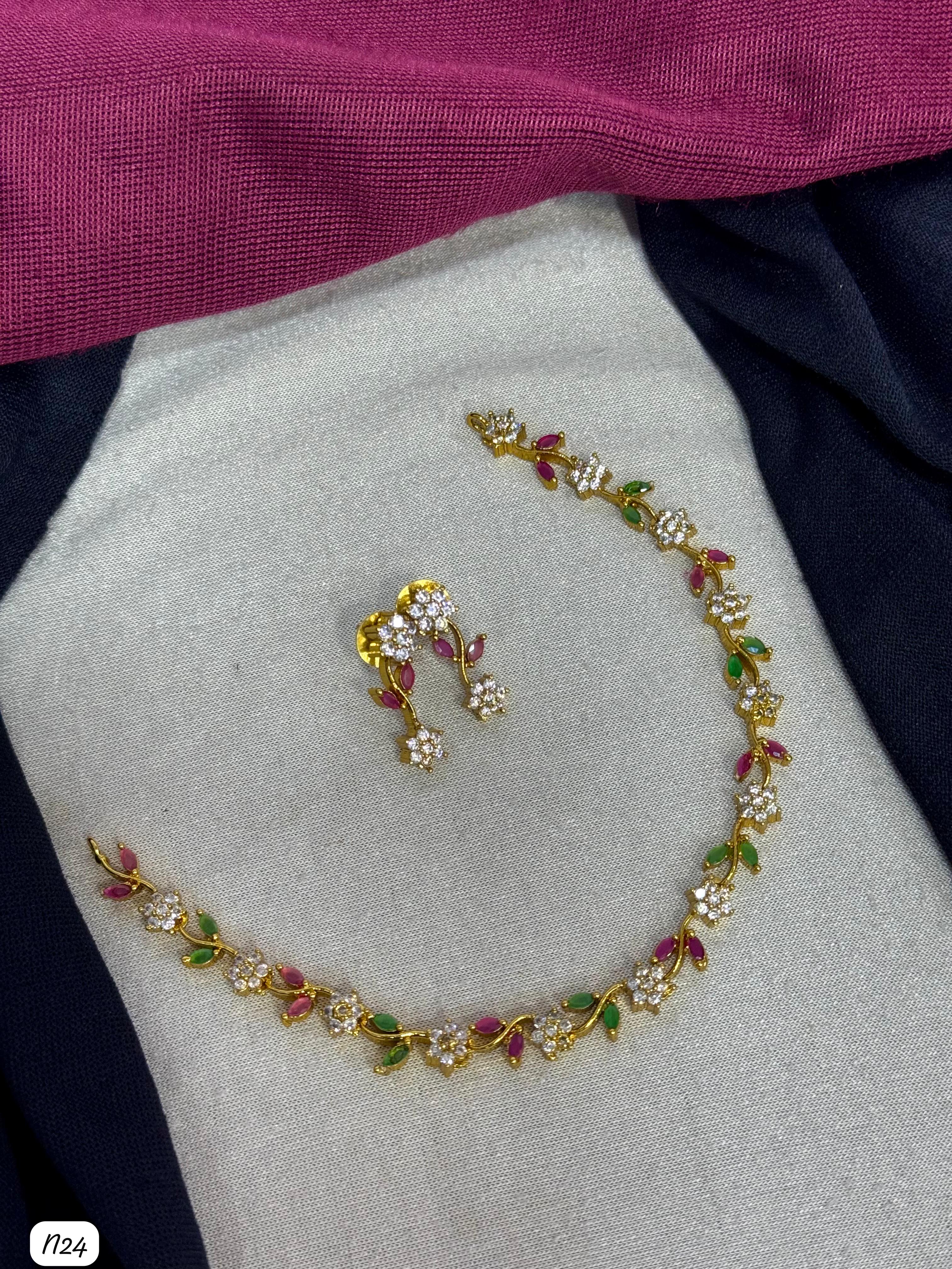 American Diamond Gold Plated Necklace Set
