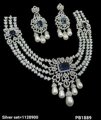 Silver Plated American Diamond Necklace Set