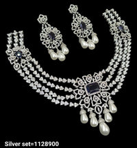 Silver Plated American Diamond Necklace Set