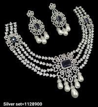 Silver Plated American Diamond Necklace Set