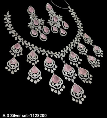 American Diamond Silver Plated Jewellery Set