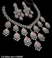American Diamond Silver Plated Jewellery Set