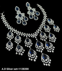 American Diamond Silver Plated Jewellery Set