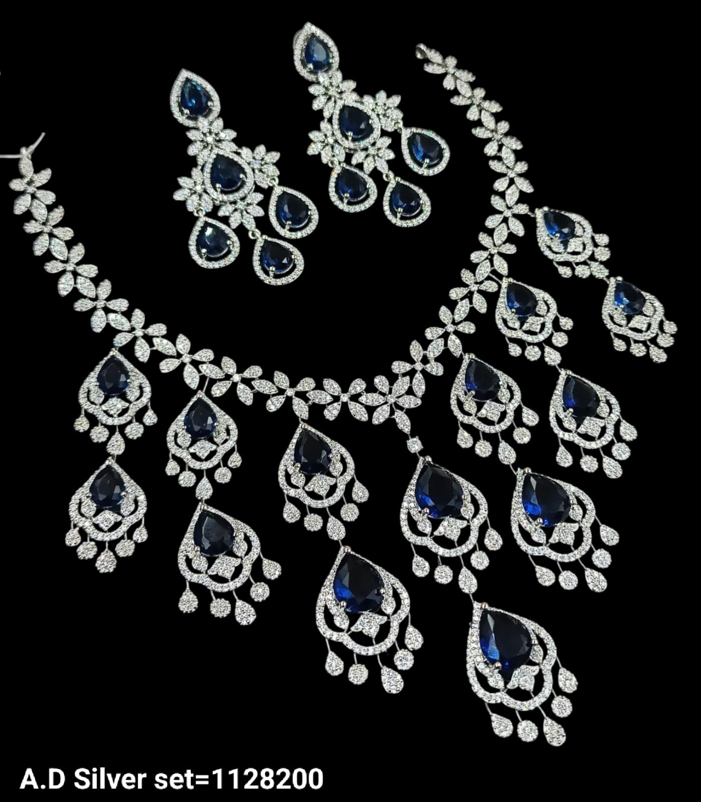American Diamond Silver Plated Jewellery Set