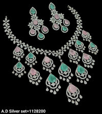 American Diamond Silver Plated Jewellery Set